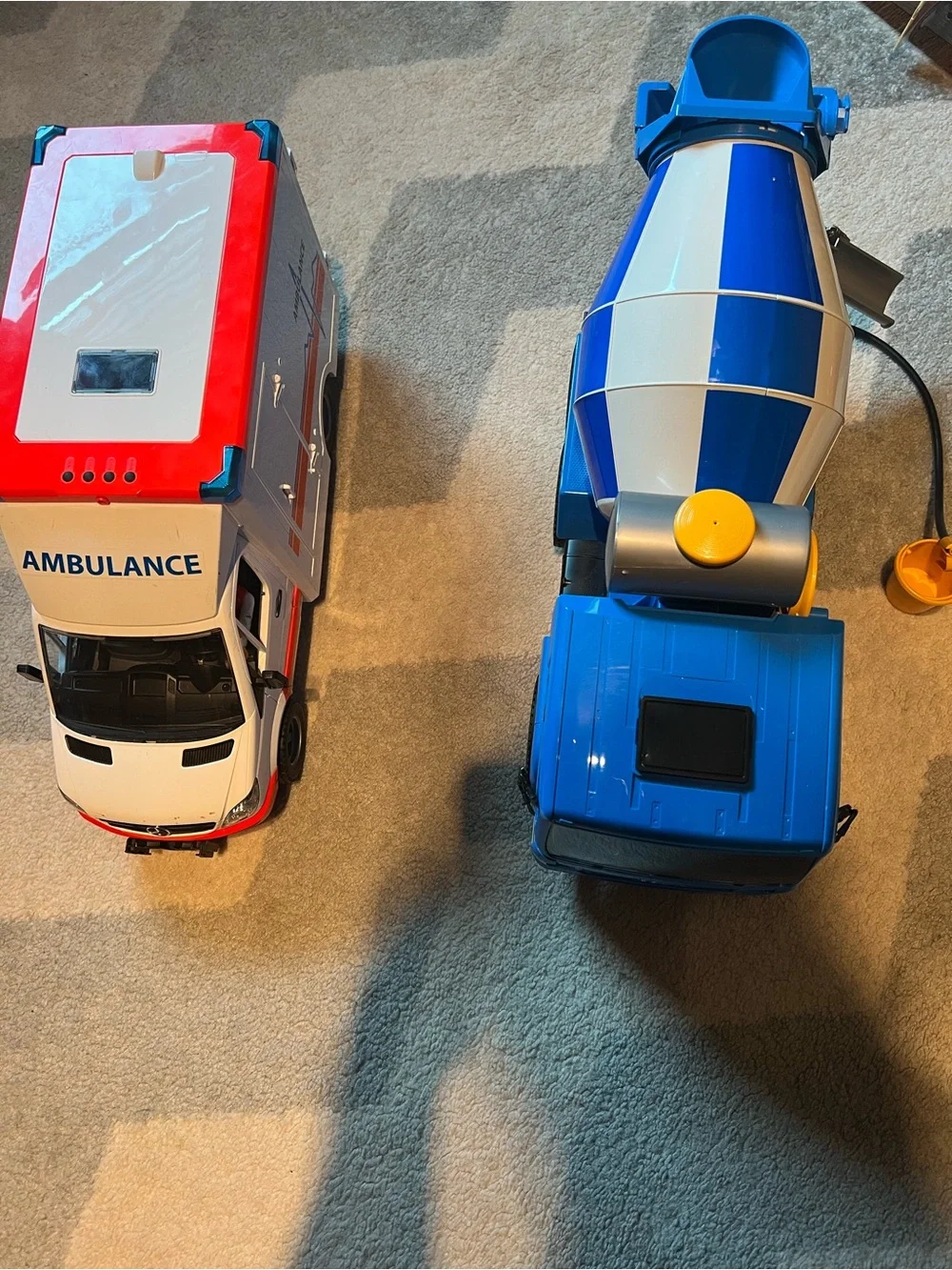Blue Cement Mixer and Ambulance Bruder for Kids - Realistic Construction Vehicle